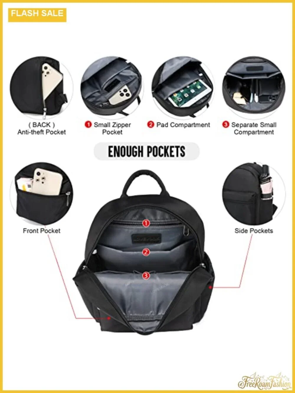 Women's Waterproof Mini Backpack Purse, Lightweight Nylon Travel Daypack,